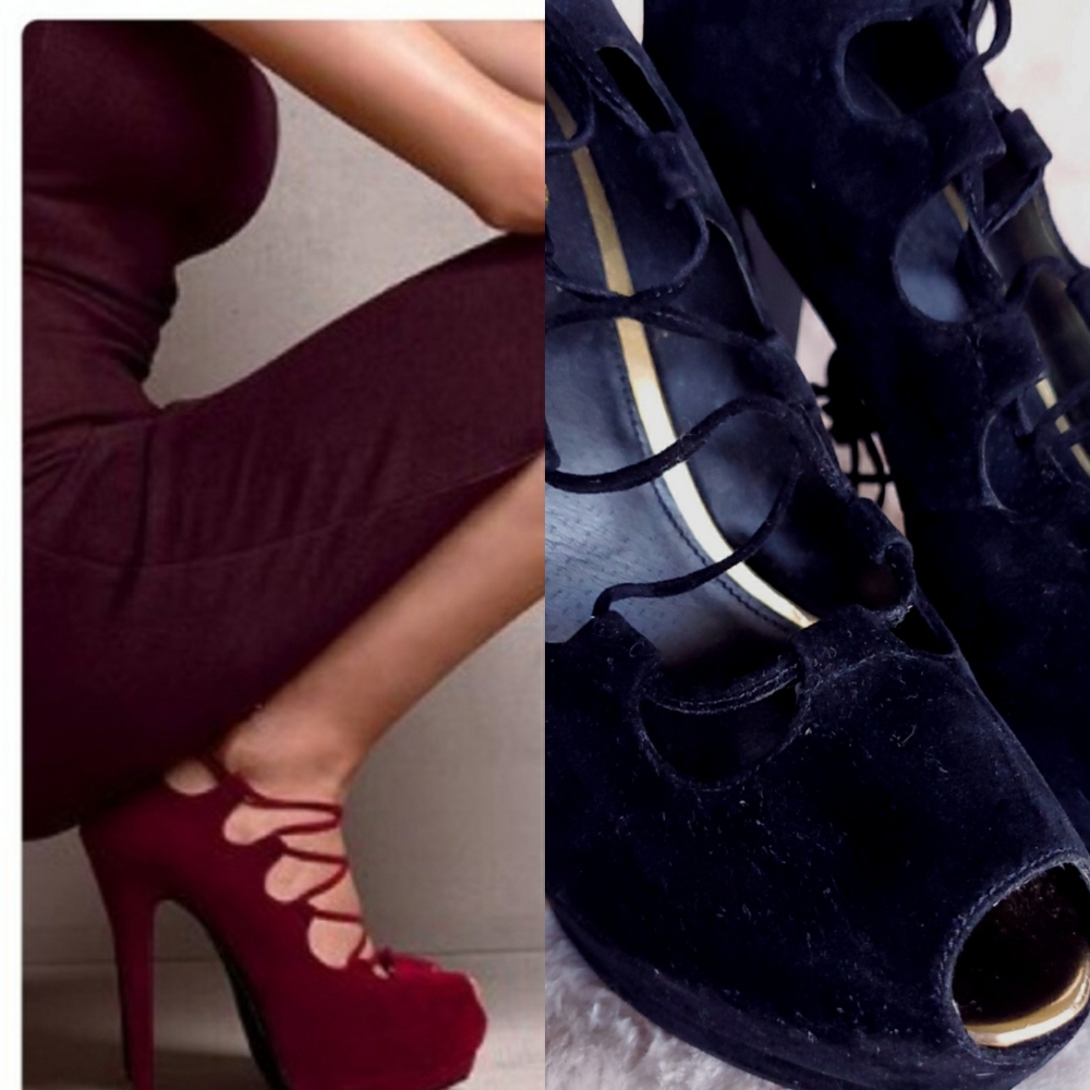 ¤ Colin Stuart Lace Up Sexy Stilettos in Bla…